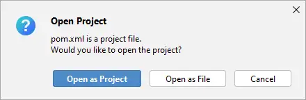 Abrir fichero pom.xml como proyecto en Intellij